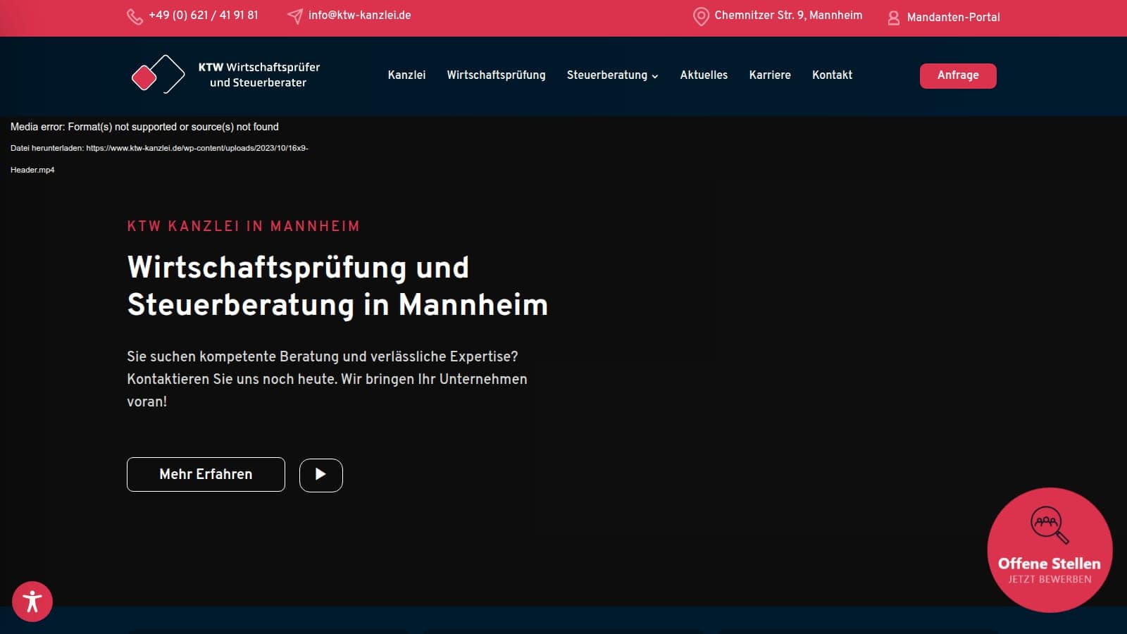 Website-Referenz ktw-kanzlei.de (Steuerberatung) — Webdesign von Büro Blanko