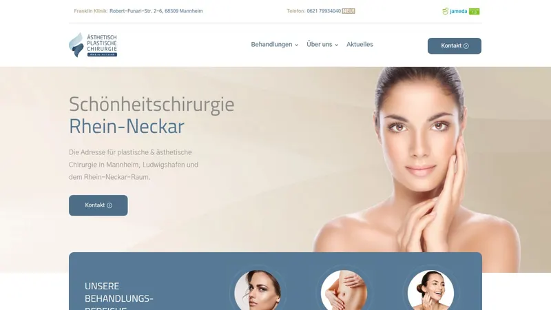 Website von Schönheitschirurgie Rhein-Neckar, Plastische Chirurgie, Startseite