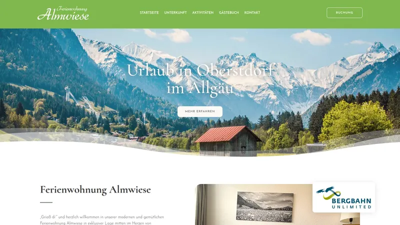 Website von FEWO Almwiese, Ferienwohnung, Startseite