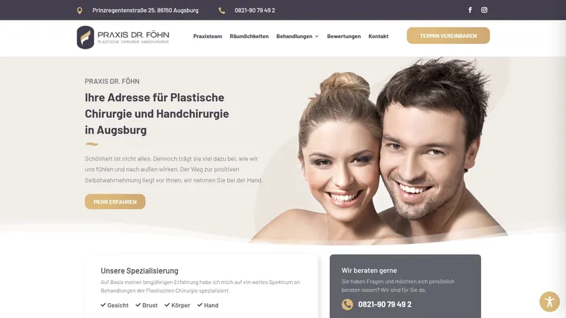 Website von Dr. Föhn, Arztpraxis, Startseite