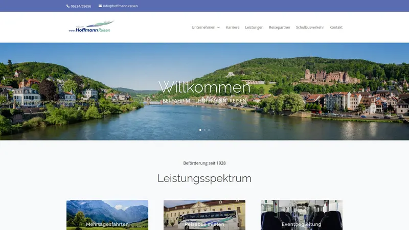 Website von Hoffmann Reisen, Logistik und Transport, Startseite