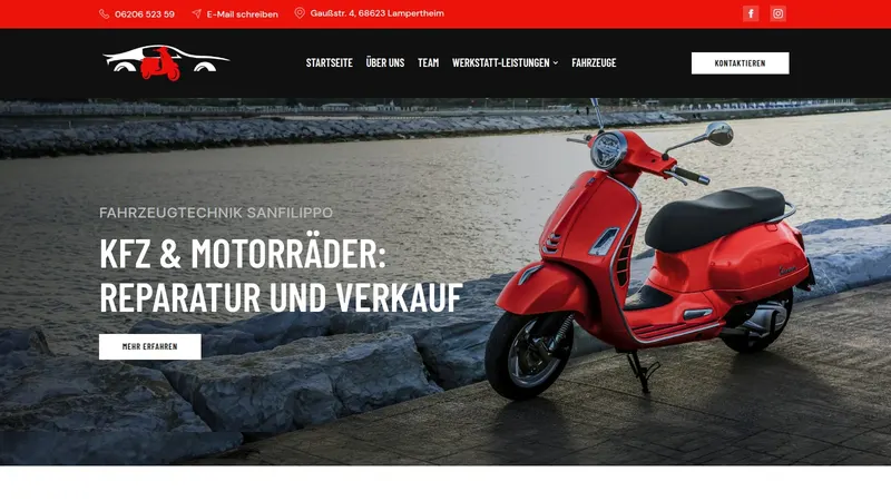 Website von Fahrzeugtechnik Sanfilippo, Automobil, Startseite