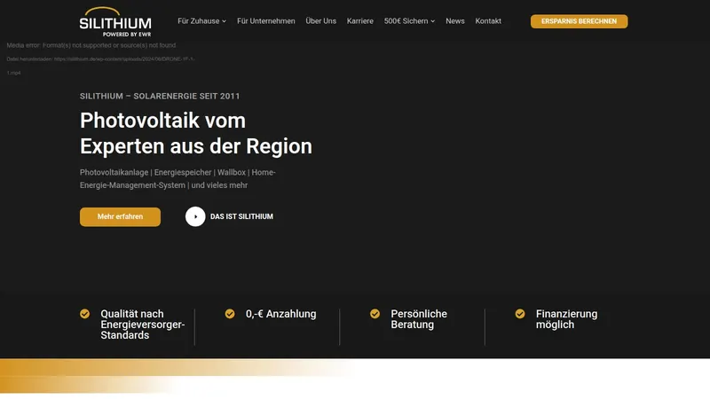Website von Silithium, Energie und Umwelt, Startseite