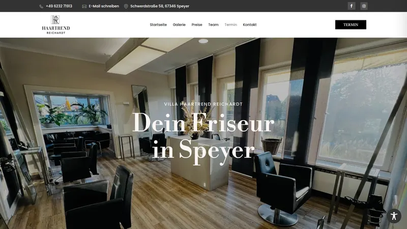 Website von Villa Haartrend, Friseur und Beauty, Startseite