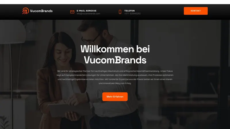 Website von Vucom Brands, Unternehmensberatung, Startseite
