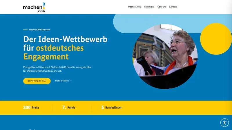 Website von machen! Wettbewerb, Verein und Verband, Startseite